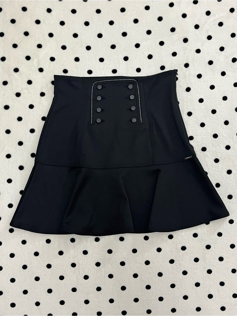 LIU JO Milano Black Sailor Button Knit Mini Skirt Size 30